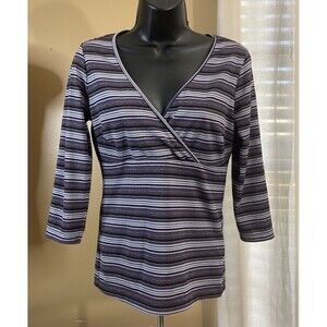 New York & Co. Women’s  Blouse. Purple/striped Metallic. XS.  Made In USA